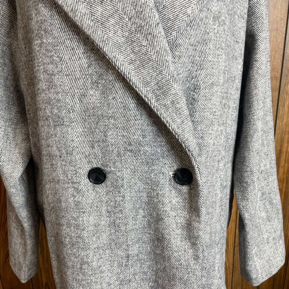 Old Navy black & white Herringbone midi coat XL - Picture 4 of 12